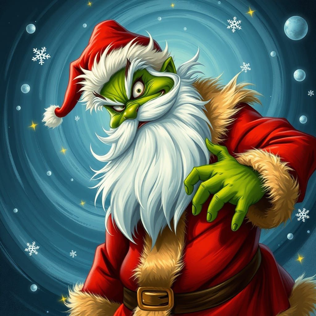 Santa Transforms into the Grotesque Grinch in a Whimsical Wi...