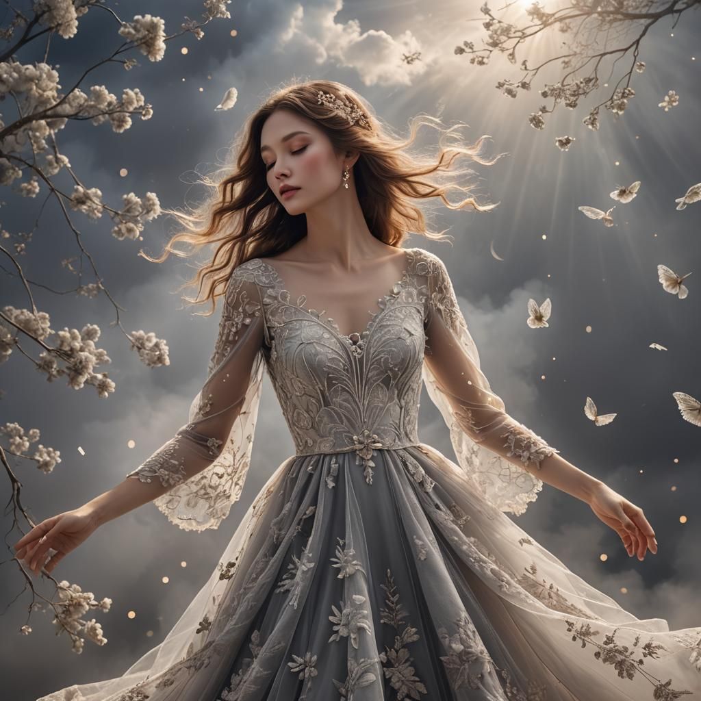 Ethereal Girl Drifting in Celestial Expanse