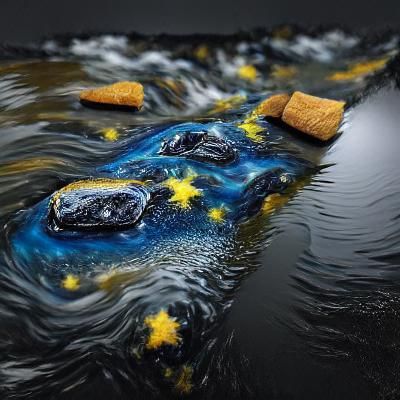 A starry night sky melting into a river 2