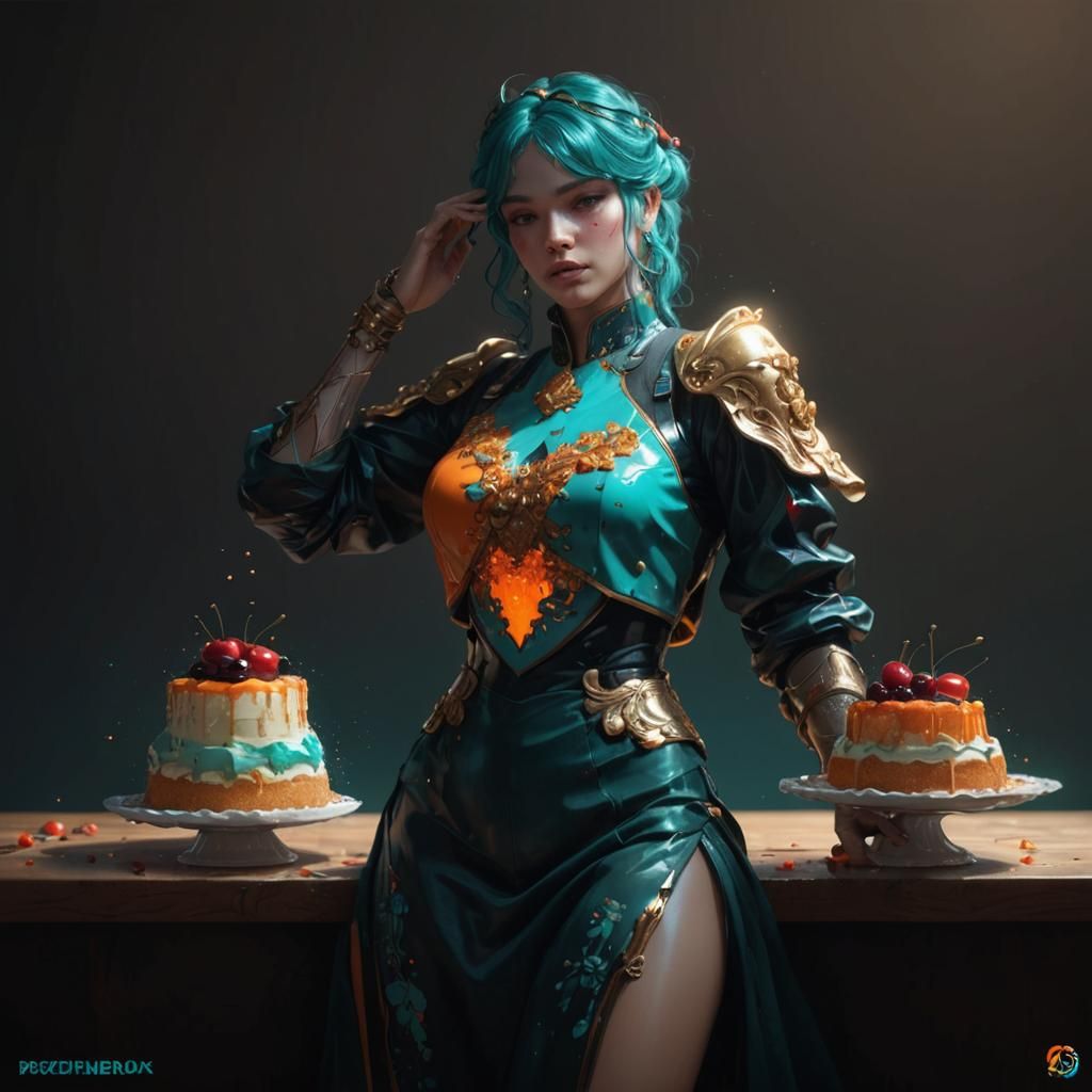 cherry cake glitch art 8k resolution concept art by Greg Rut...