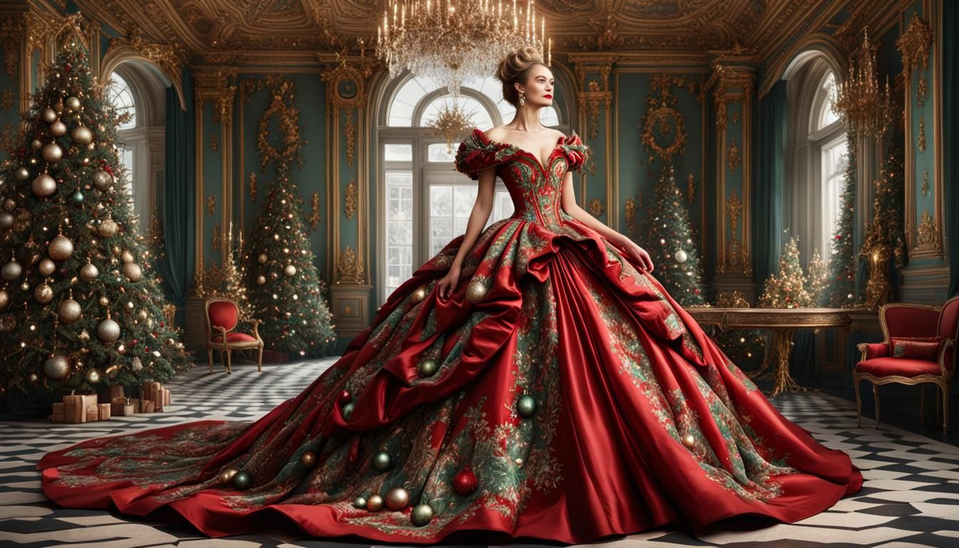 Christmas ballgown inspired by the Rococo Era  by @Charlotte