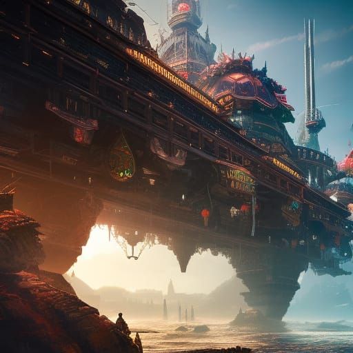 Photorealistic epic museum interior!! Futuristic museum, dis...
