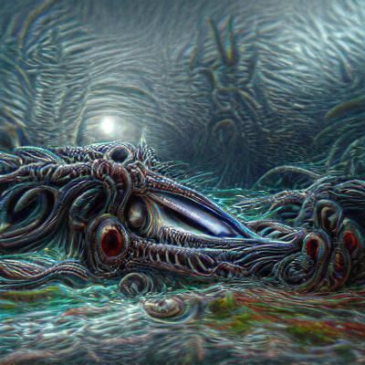 Ocean nightmare hyperdetailed Eldritch H.R. Giger 8k resolut...