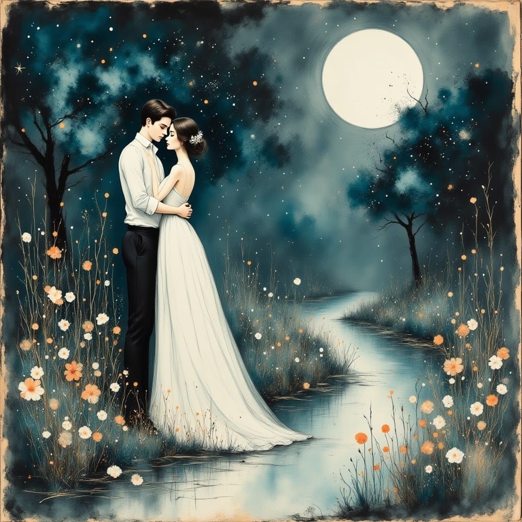 Moonlit Serenade in a Whispering River Landscape