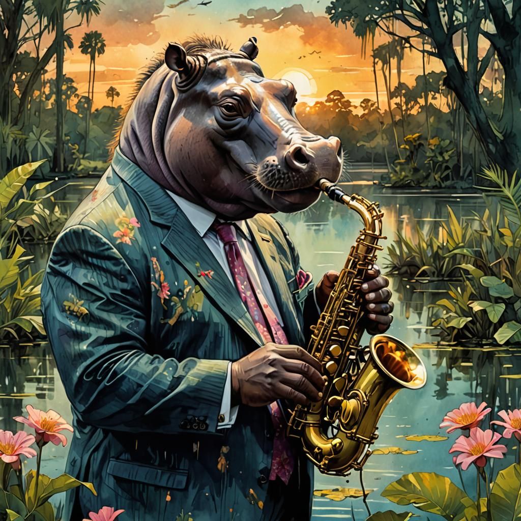 Hippopotamus Bayou Jazz  by @atpollard