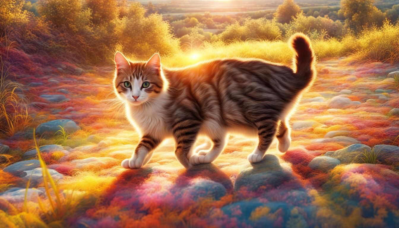 A cute cat in the sun! colorful complex beautiful sunny spiraling ...