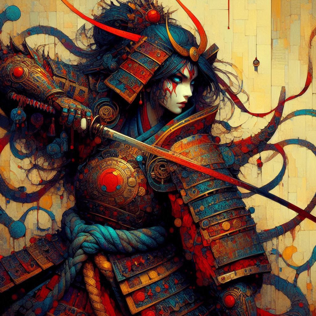 Onna-musha Warrior in a Fantasy Art Style (version 2)