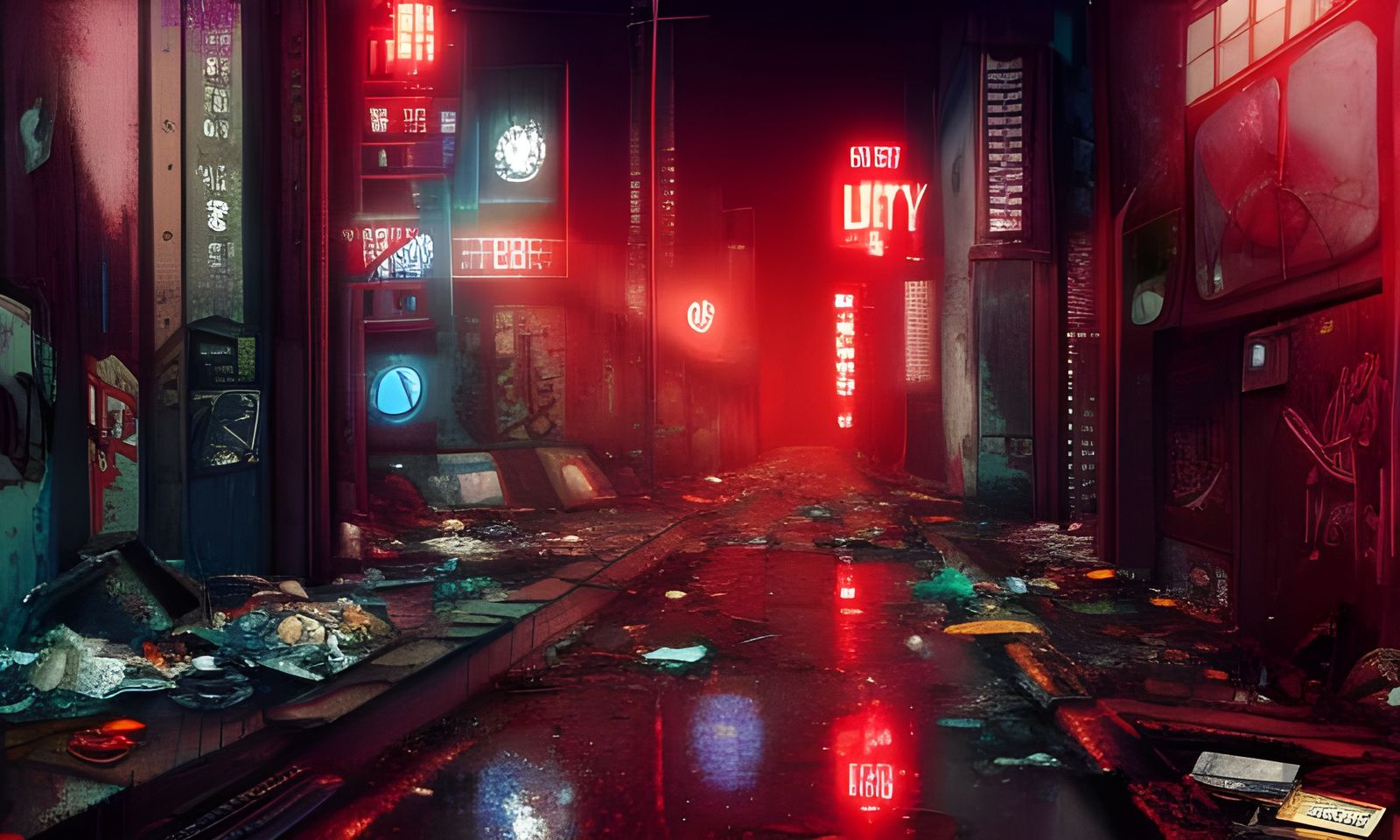 Dirty cyberpunk redlight district