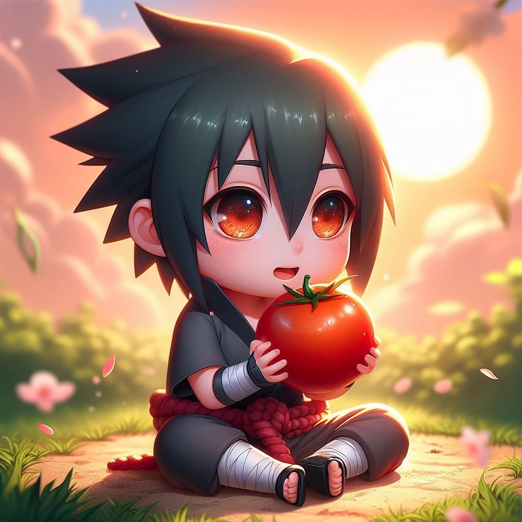 Chibi Sasuke's Tomato Time