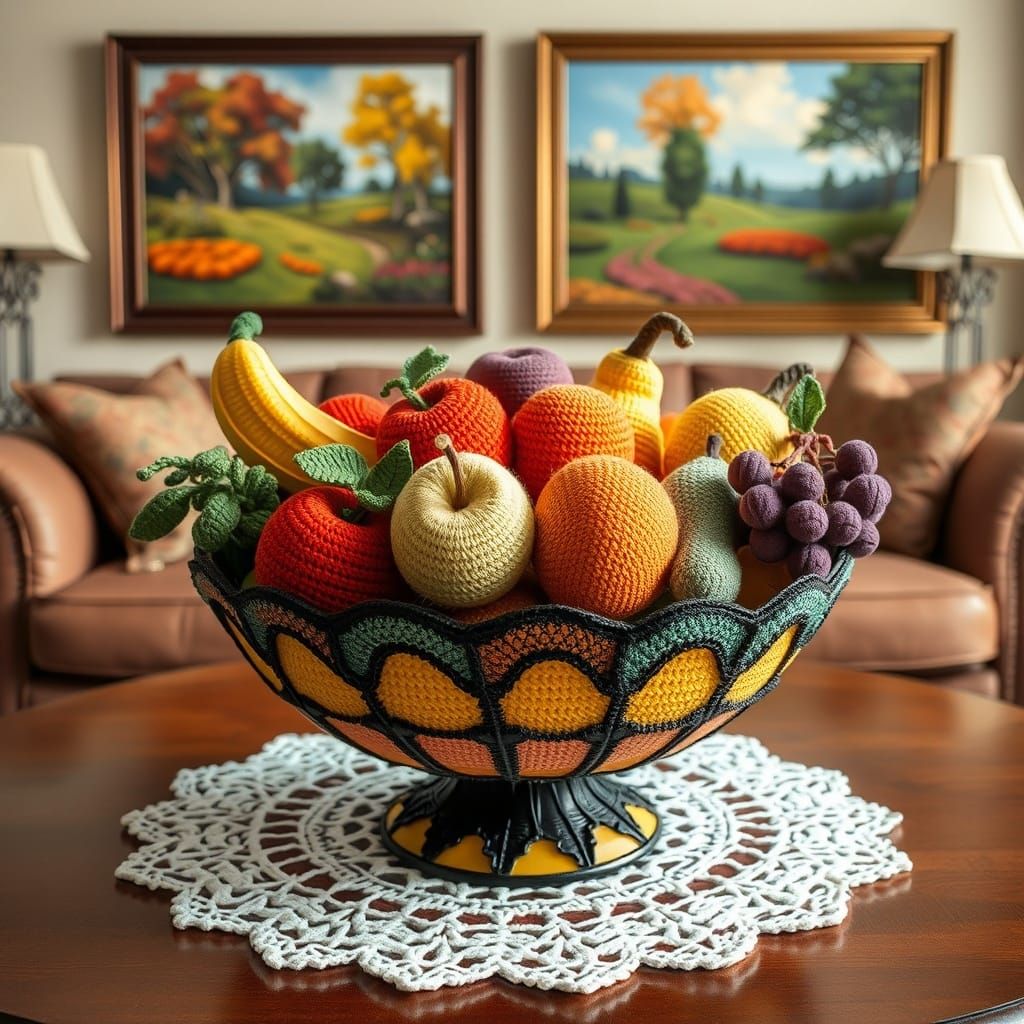 crocheted Tiffany fruit bowl  by @kraken_yolks