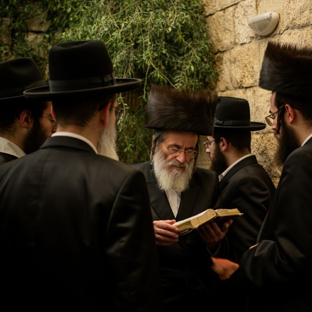 Orthodox Hasidic Jews Gather Around Rabbi Yehuda bar Ilai's ...