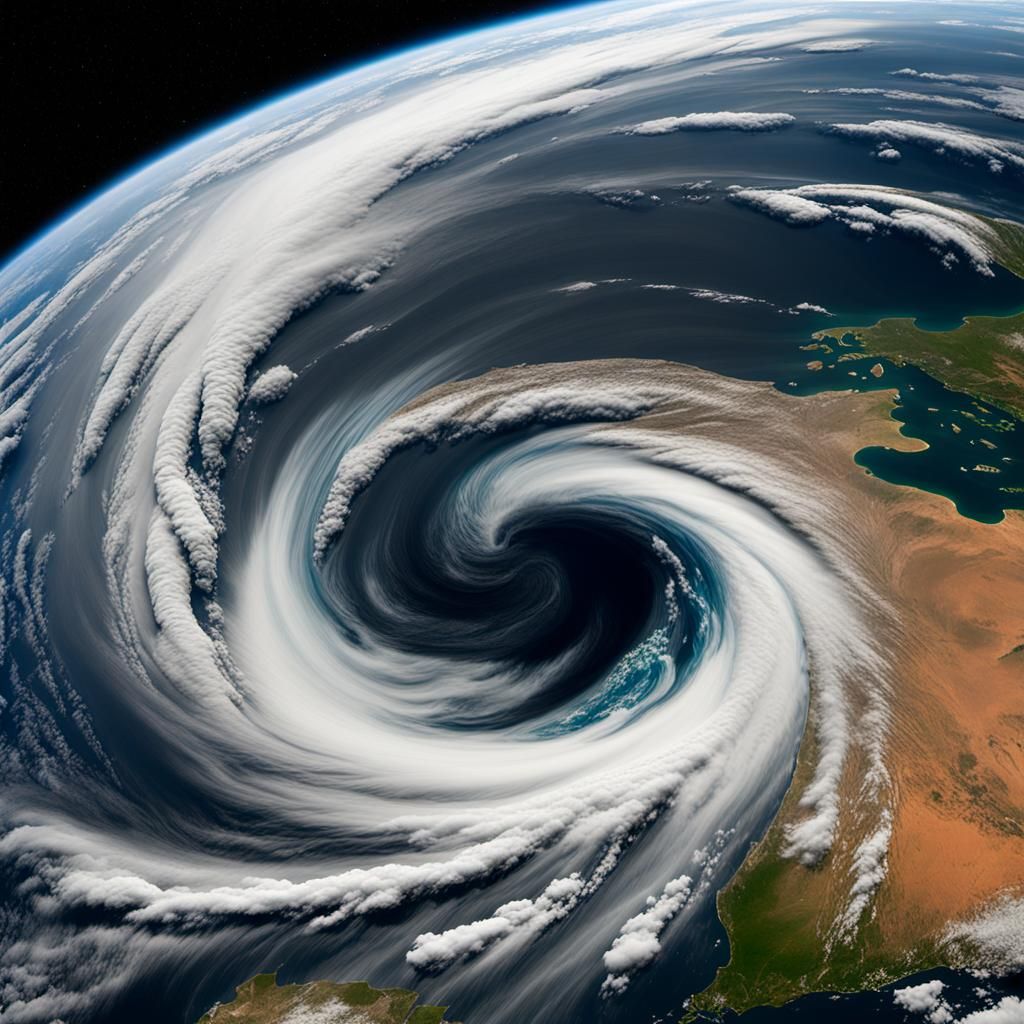 Satellite image of hurricane from space 2