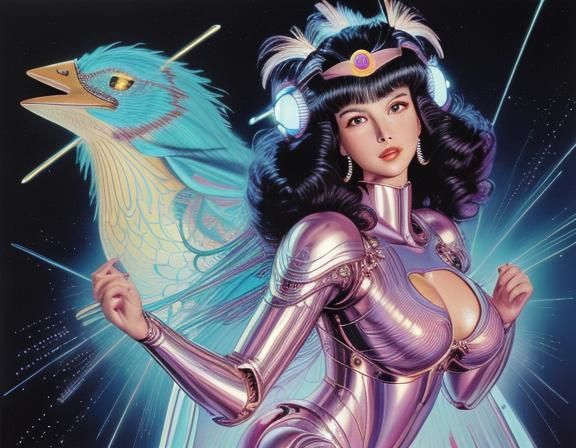 (hajime sorayama:1.4) by Bernie Wrightson & Basil Gogos & Fr...
