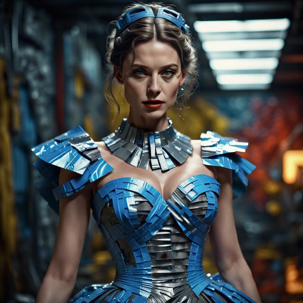 Dress made out of duct tape 