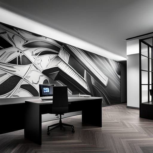 Logo on the wall Samuel & Sons, office, modern, black and wh...