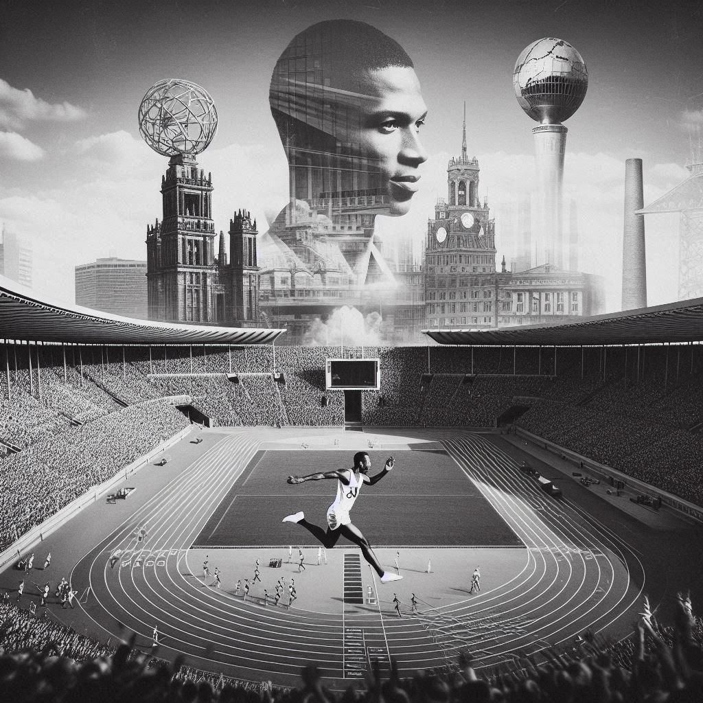 Jessie Owens wins 4 gold medals at the 1936 Berlin Olympics,...