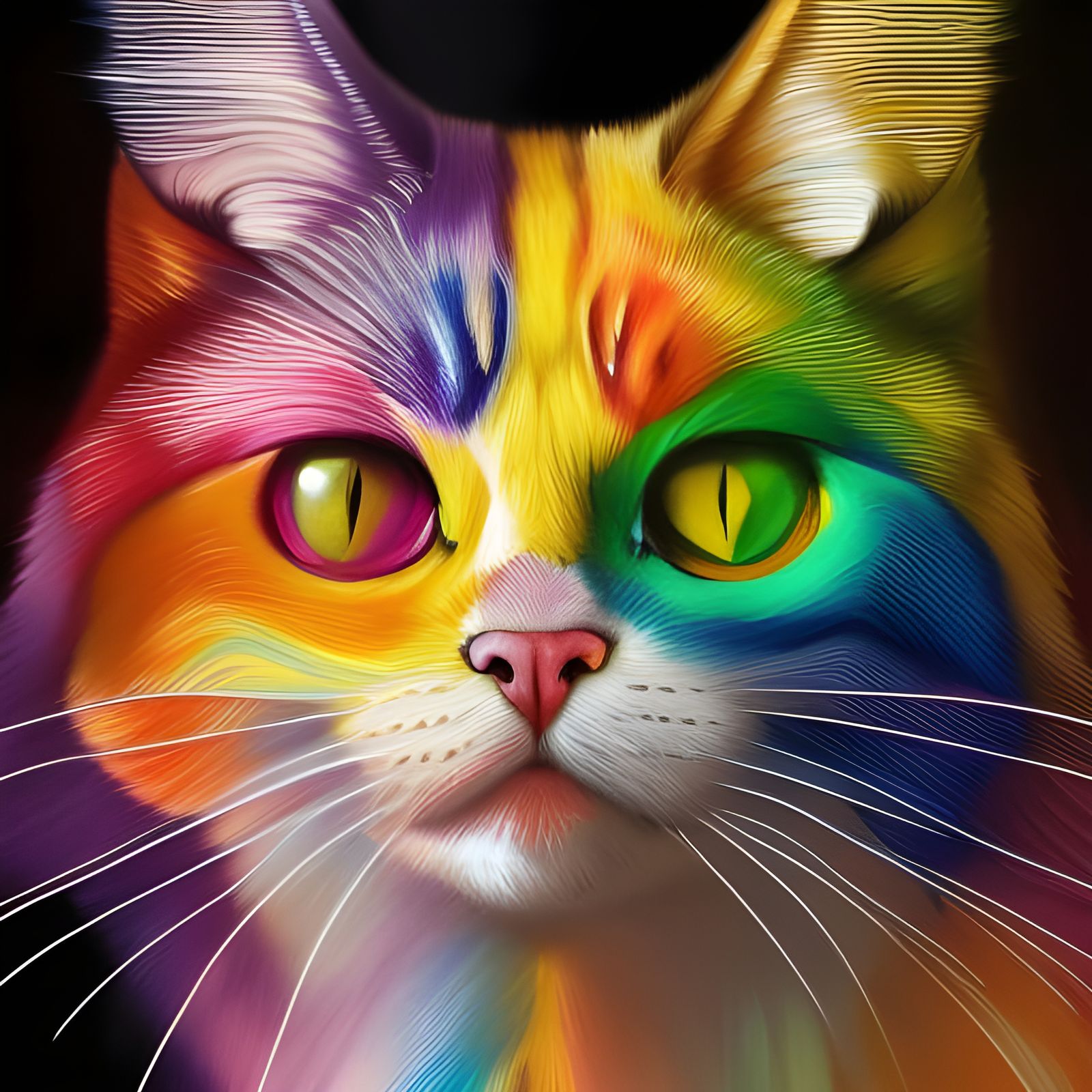 grunpy rainbow cat - AI Generated Artwork - NightCafe Creator