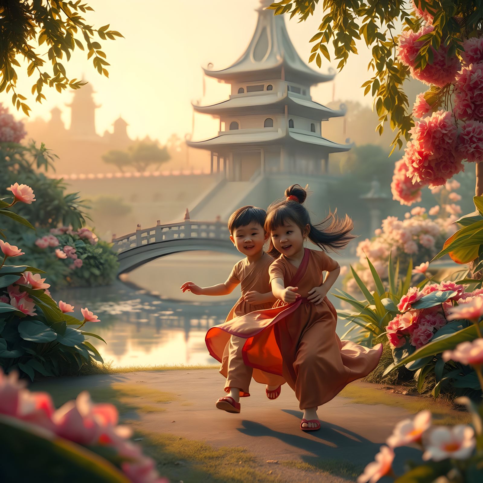 prince and princess in the imperial garden  by @Krawuzzn