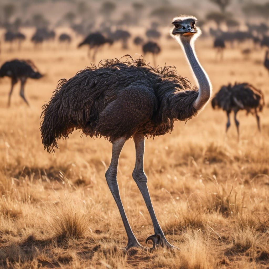 ostrich in the Serengeti <lora:African Landscape:1.0> 