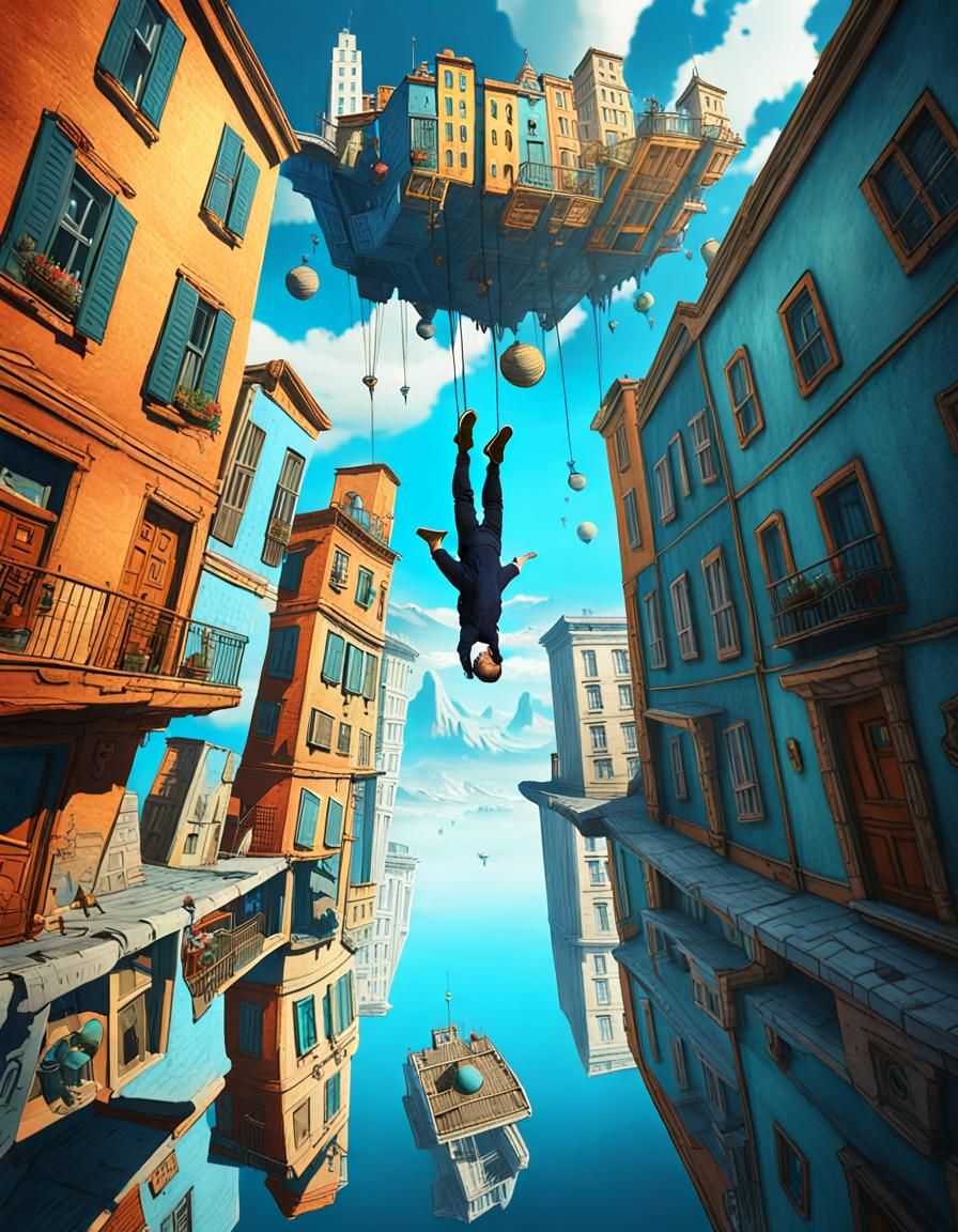 Man's upside down world!!  by @DEKA