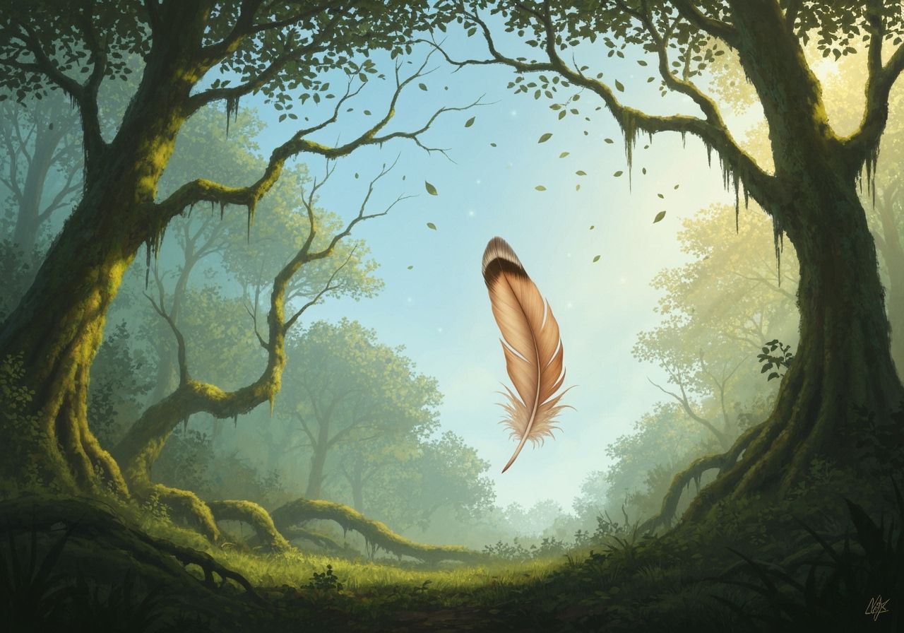 a surreal image of a robin's feather being lifted by a breath of wind. One must be able to understand that the feather is flying toward the ...
