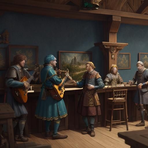 Band Playing at a Bar  by @MedievalAI