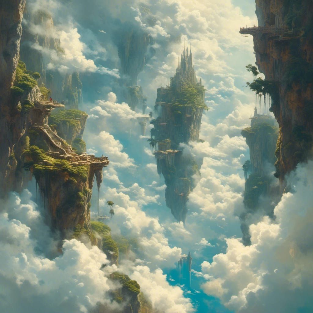 <lora:Intentional Movement:1.0> depth of vision, jumping off a cliff into the sky <lora:Sky Scenes:1.0>, jumping down in the style of speedp...