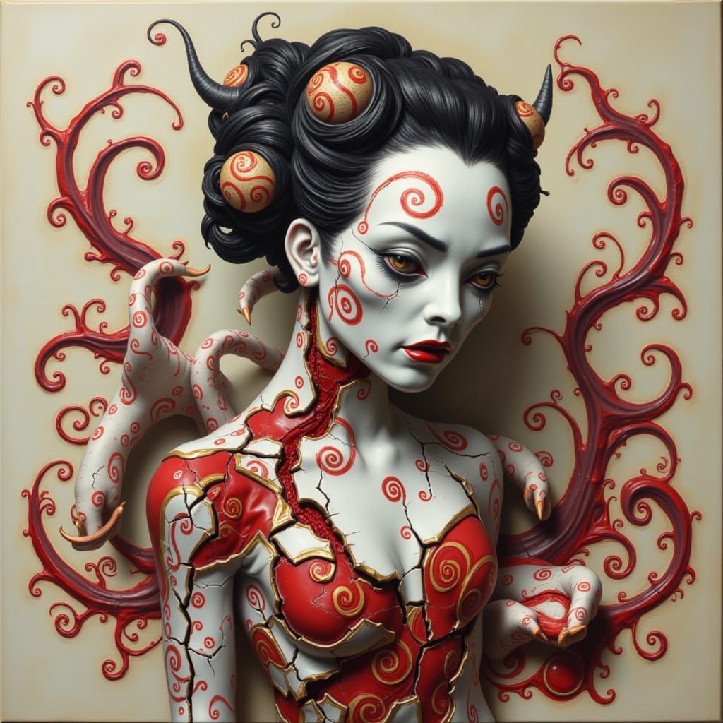 <lora:CRACKED PORCELAIN:1.0> Geisha