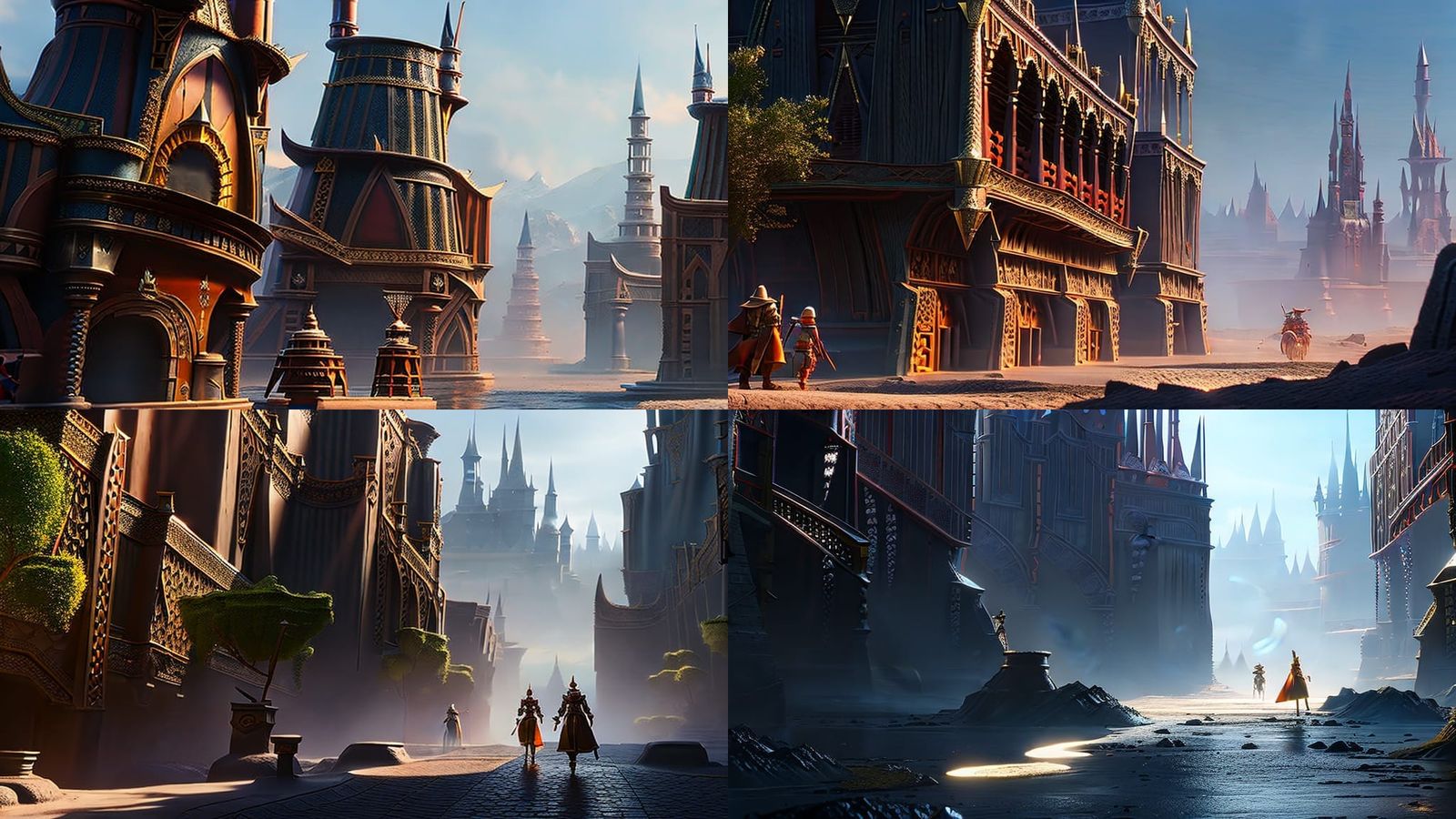 Kingdom streets, luxurious city, boys and girls playing, kni...