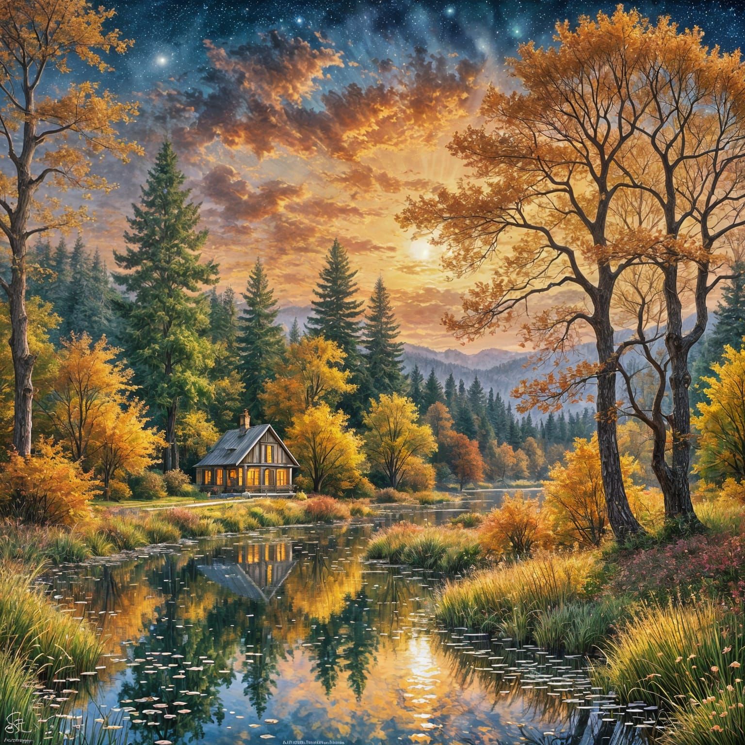 Watercolor of a Autumnscape  by @SucupiraPT