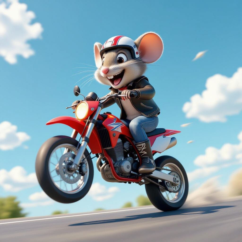 Mouse Stunt Rider Soaring Through Sky