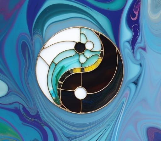 Beautiful stained glass Yin yang made of flowers: Borderlands: paper ...