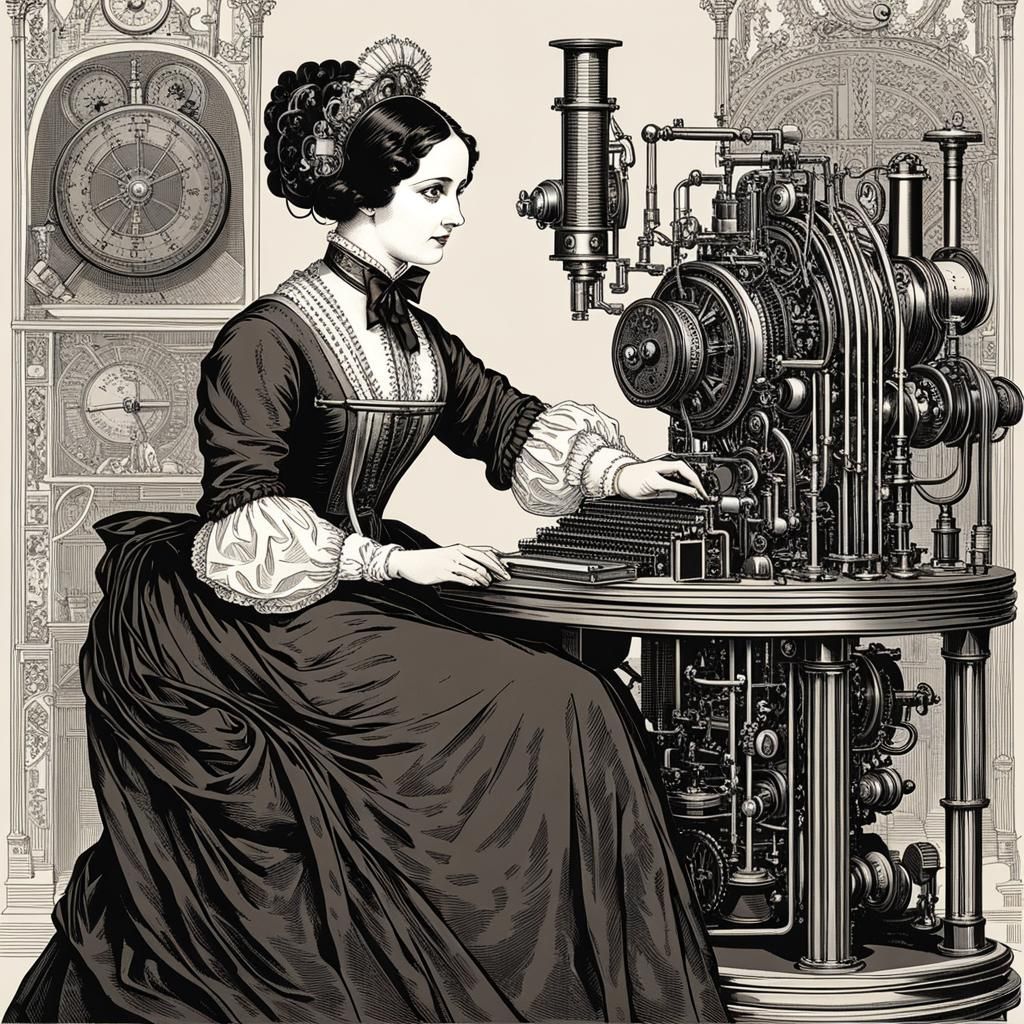 Ada Lovelace writing the first computer program - AI Generated Artwork ...