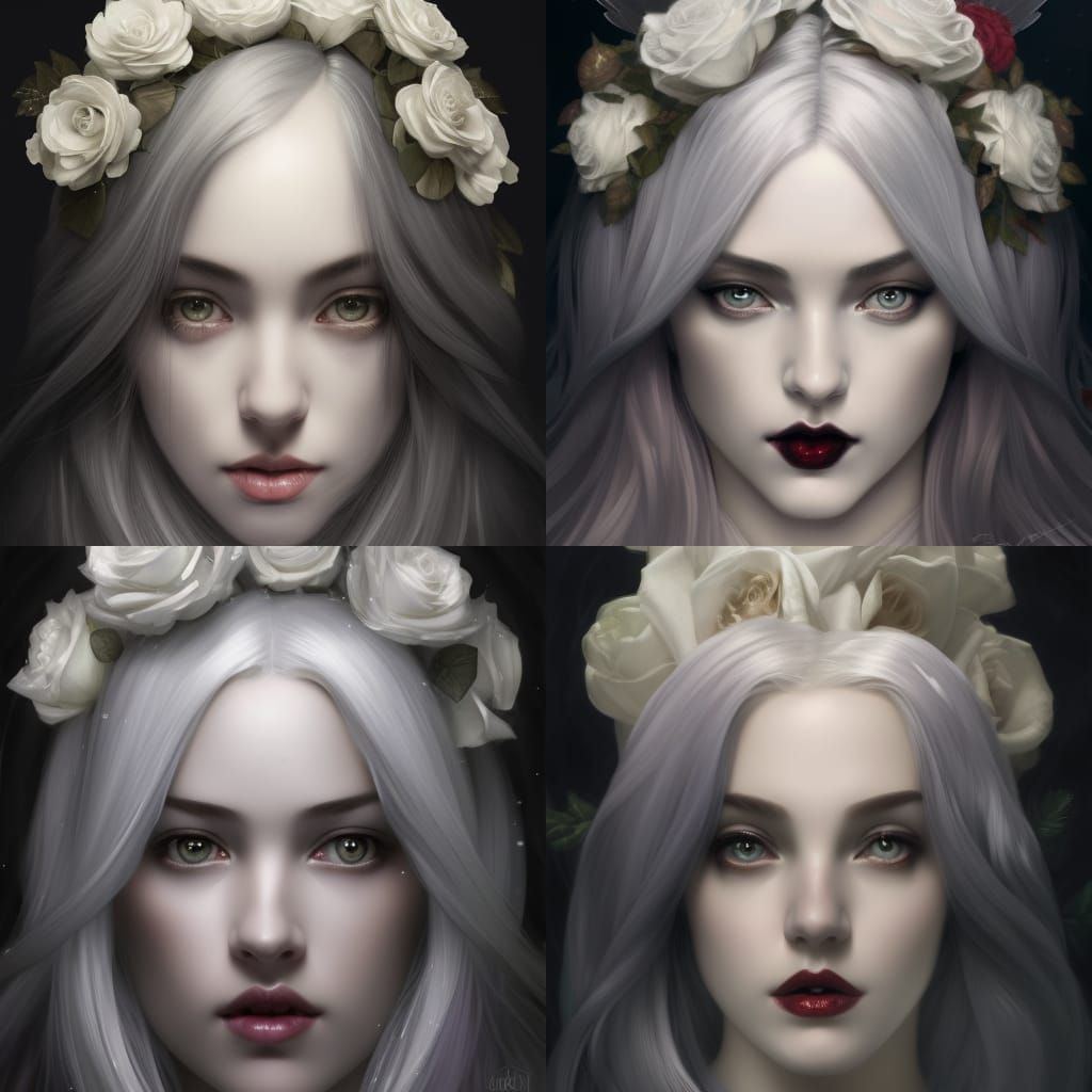 Gothic Angel Princess on Rose Throne