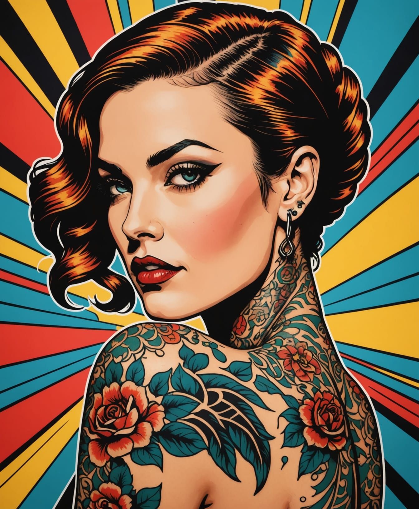 Pop Art Tattooed Pinup   by @EmzMc