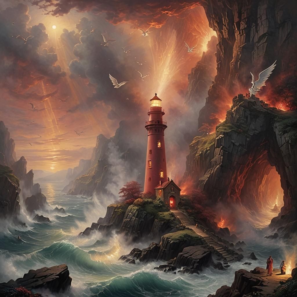 a lighthouse at the entrance of hell  by @thane of fyfe