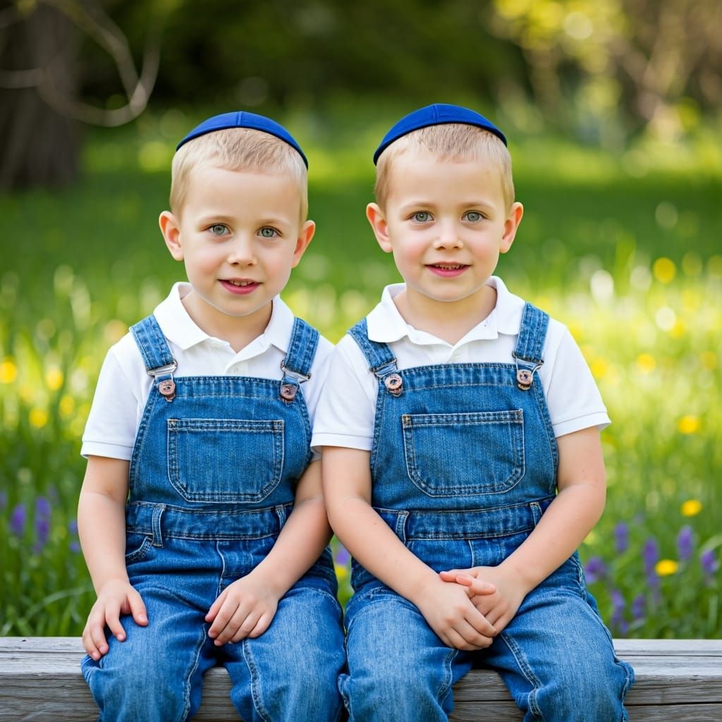 Orthodox Jewish Twins in Impressionistic Style