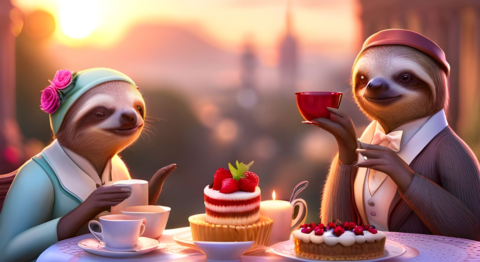 sloths tea time  by @ingkam