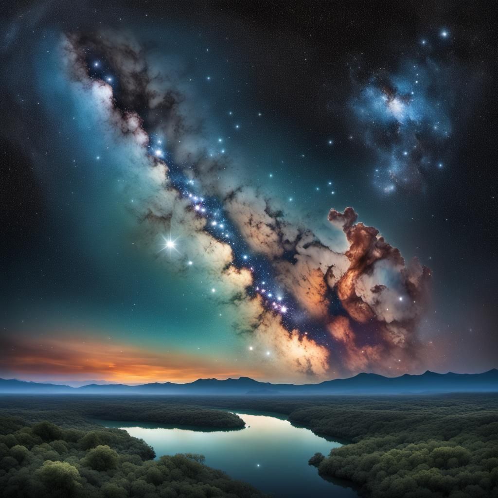 In the vast expanse of the cosmos, imagine a breathtaking ce...