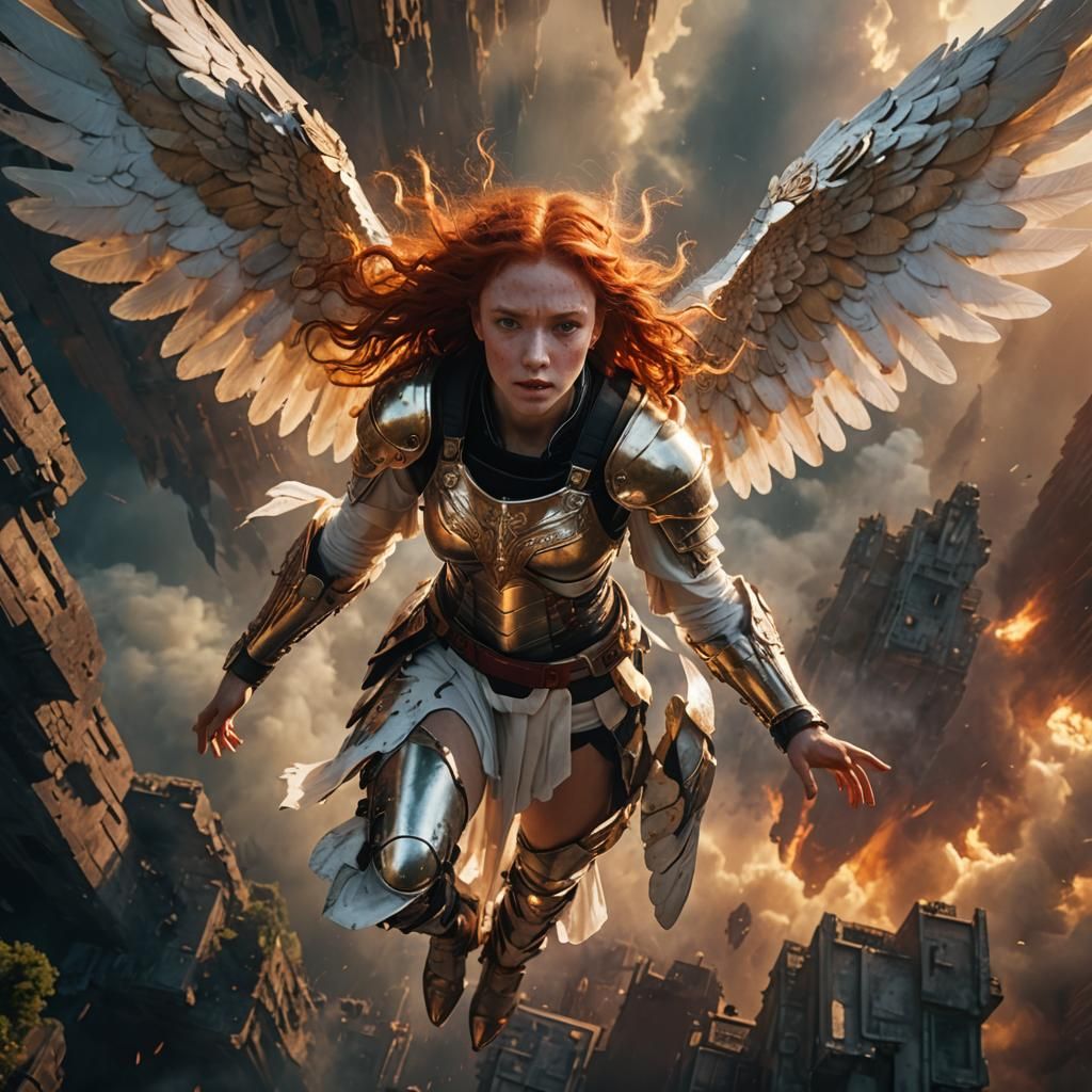 Fallen Angel in Dramatic Cinematic Scene