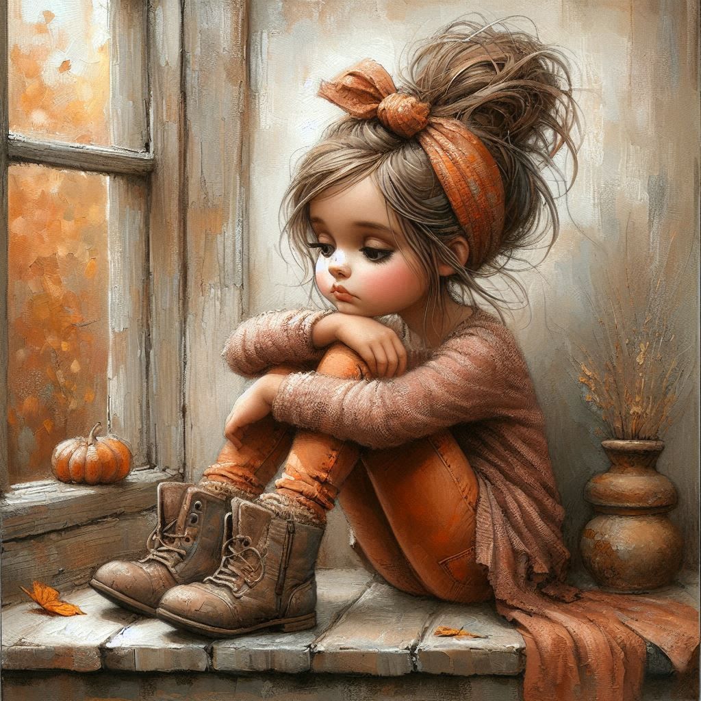 little girl sitting in front of the window