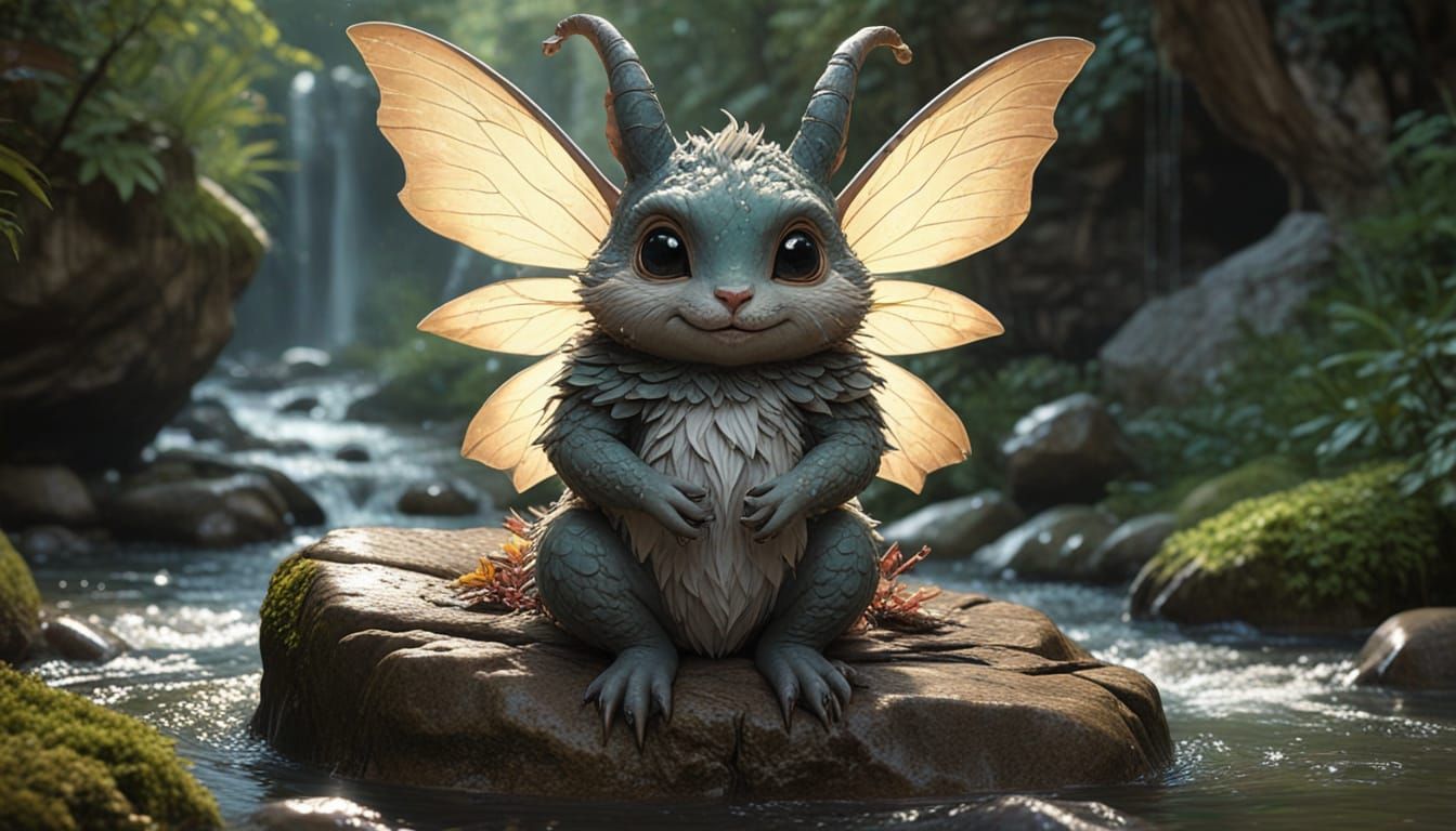 Tickled Full Of Zoomies - Whimsical Fantasy Creature in Ench...