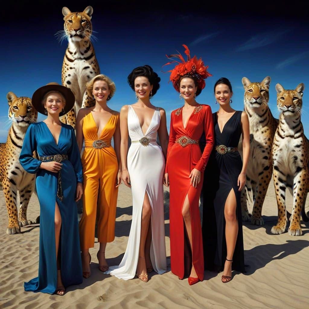 Charming Ladies in Fantastic Surrealistic Scenes with Oversi...