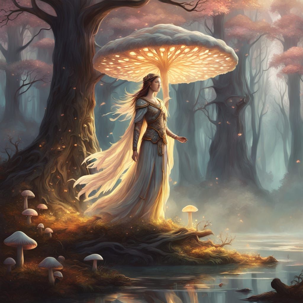 Mystical Forest Landscape with Glowing Accents