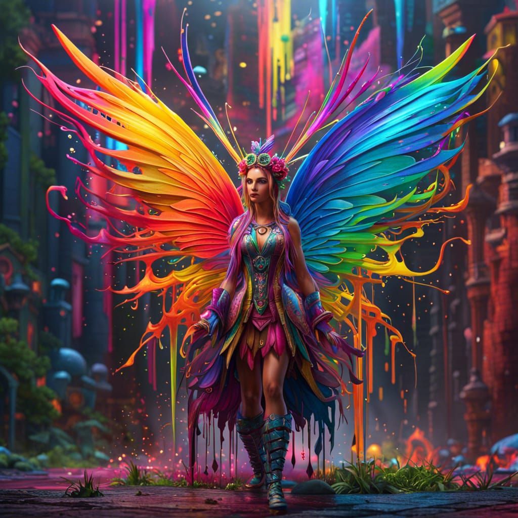 Vibrant rainbow fairy  by @RubyKane
