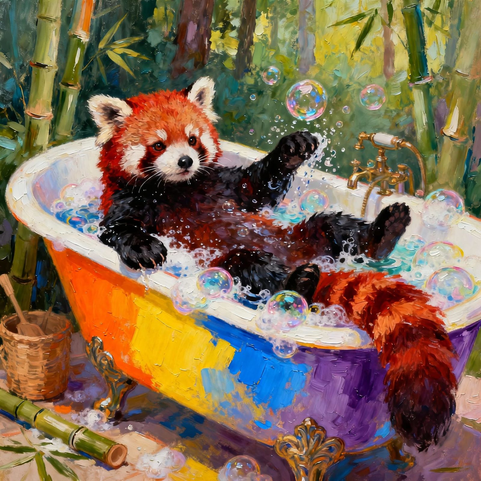 Red panda bathtime!  by @Staircase Flash