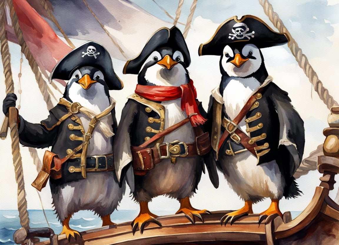 Penguin Pirates Crew   by @AndersArt