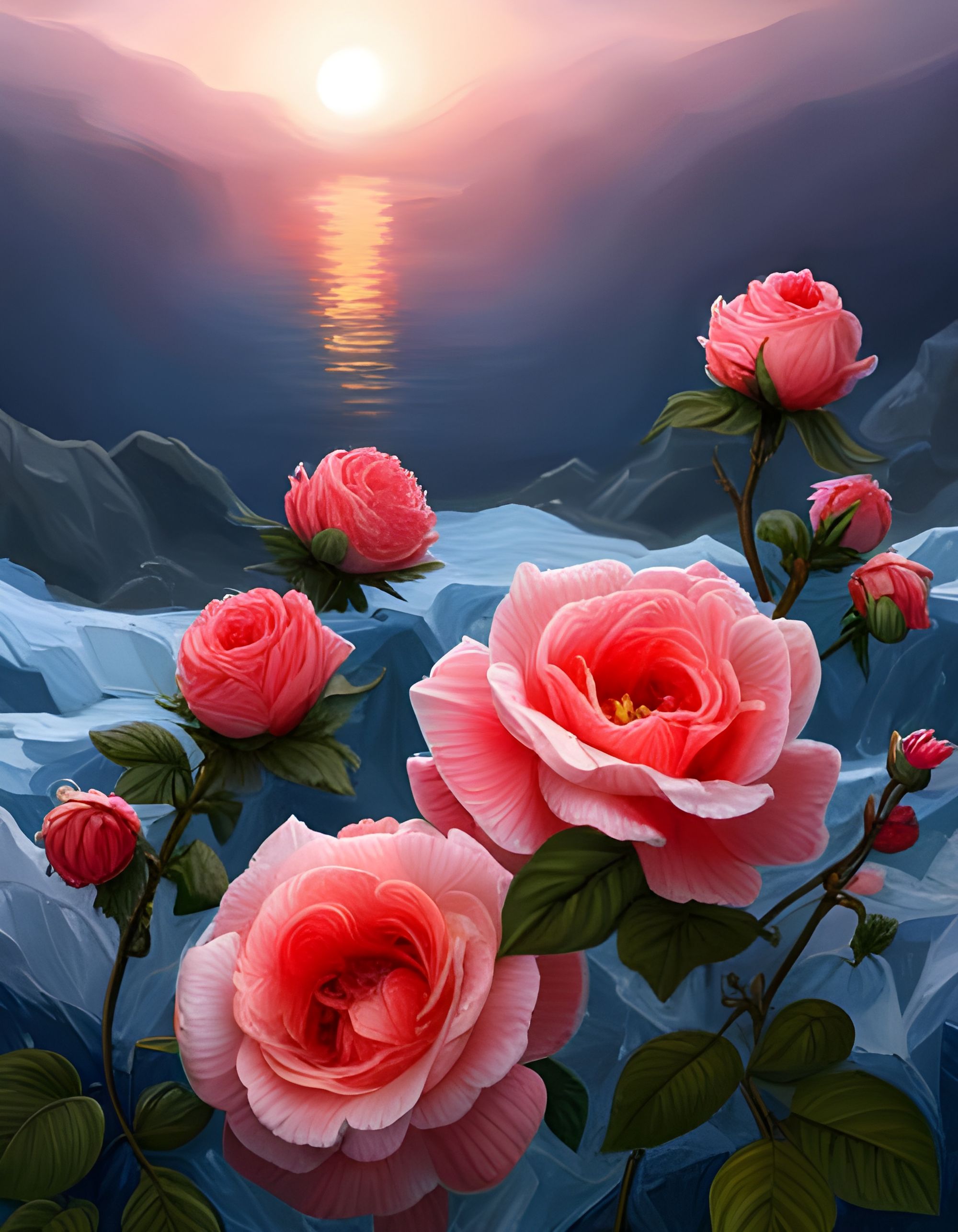 Resilient Winter Roses r/nightcafe