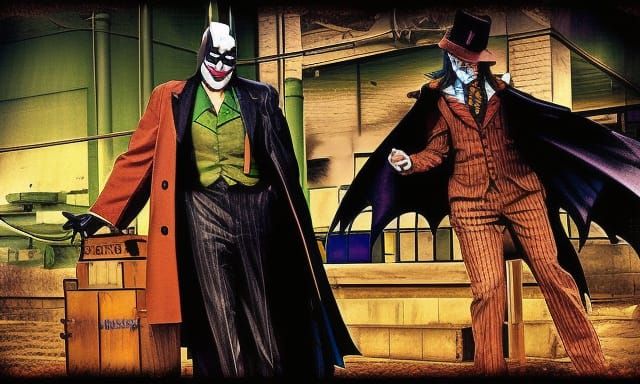 superimposed batman with the joker