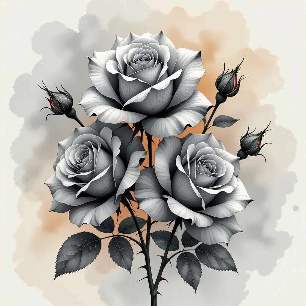Black and white roses in stark contrast, amazingly hyperdetailed a masterpiece award-winning hyperrealistic ...  by @Moonflowerrose